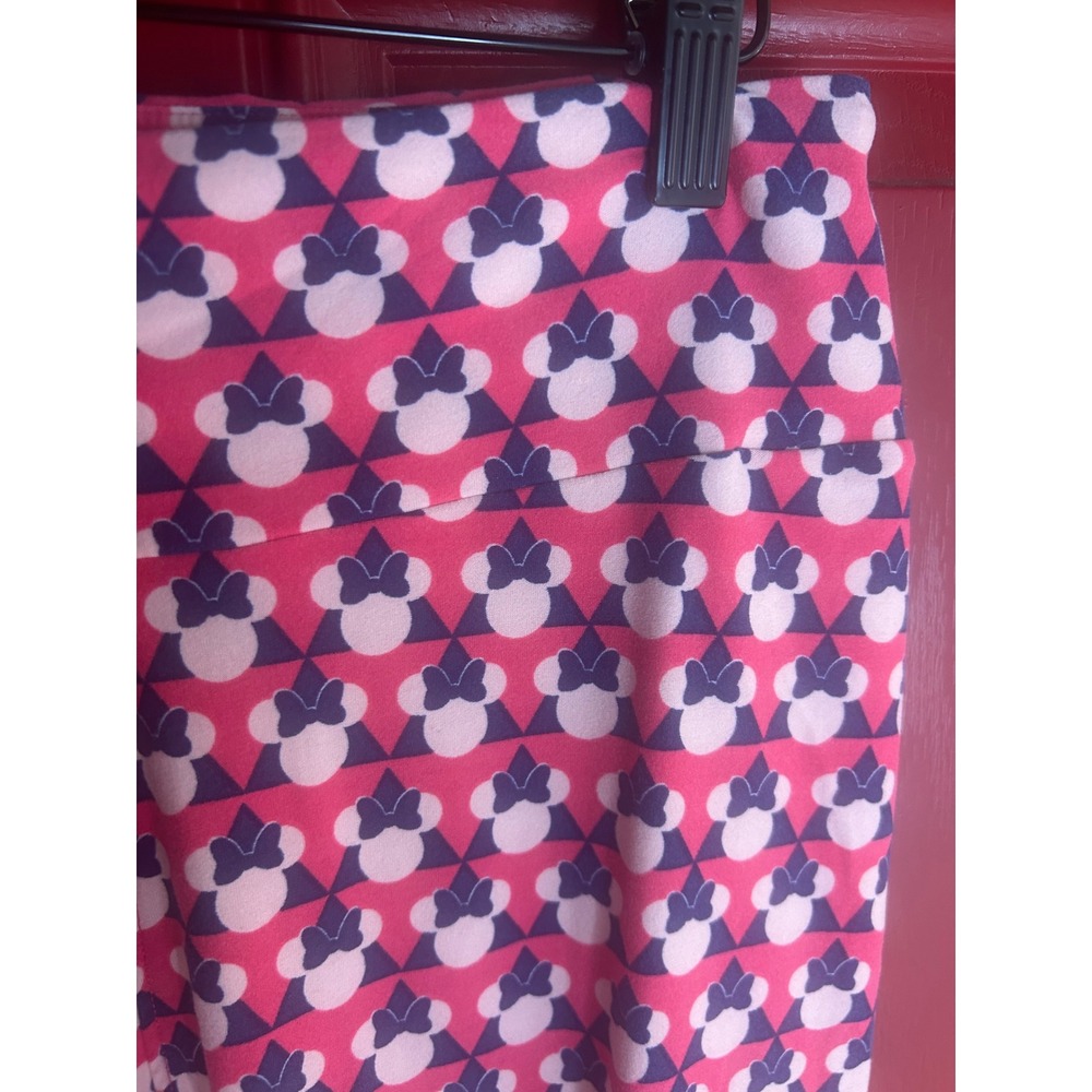 LuLaRoe Leggings Pink Disney Minnie Mouse Geometric Print OS Yoga Waist‎ Pants
